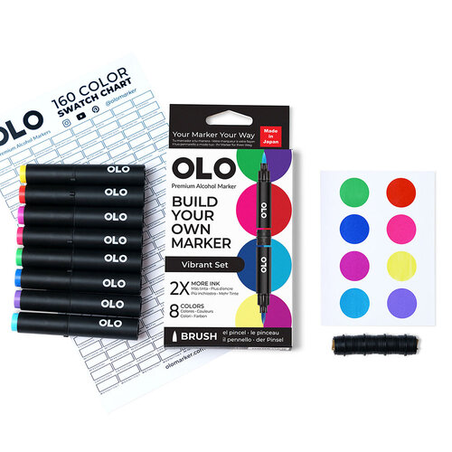 OLO - Brush Collection - 8 Color Marker Set - Vibrant