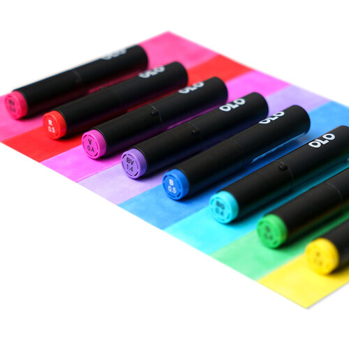 OLO - Brush Collection - 8 Color Marker Set - Vibrant