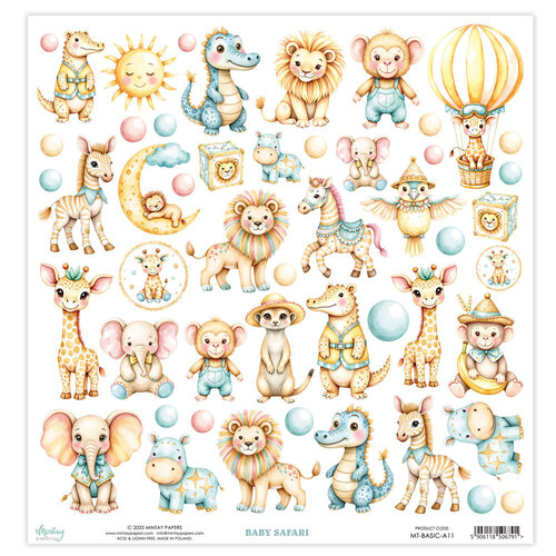 Mintay Papers - 12 x 12 Single Sided Paper - Elements - Baby Safari