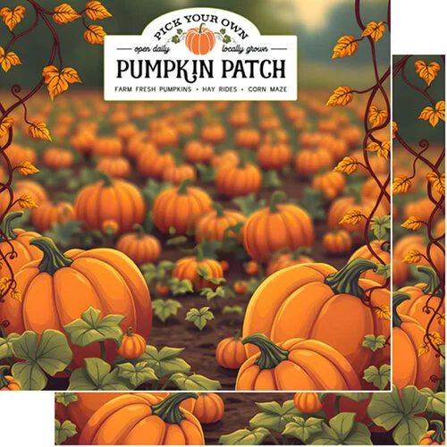 Scrapbook Customs - 12 x 12 Double Sided Paper - Pumpkin Patch - Pick Your Own