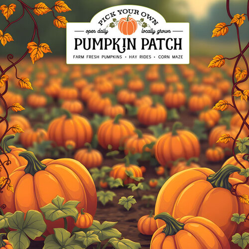 Scrapbook Customs - 12 x 12 Double Sided Paper - Pumpkin Patch - Pick Your Own