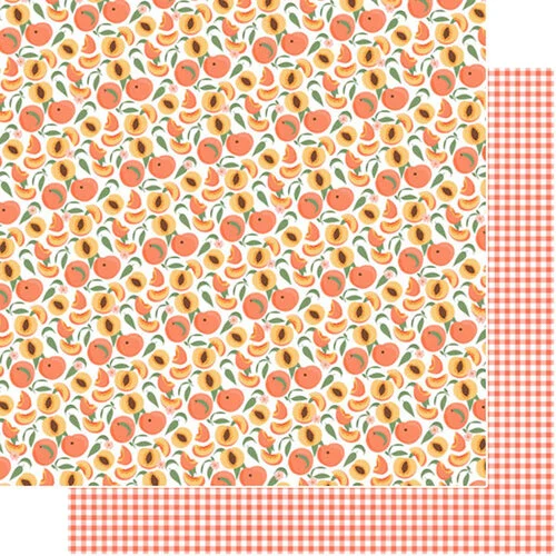 Scrapbook Customs - 12 x 12 Double Sided Paper - Peach Gingham