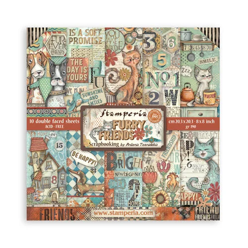 Stamperia - Furry Friends Collection - 8 x 8 Paper Pad 1 Stamperia - Furry Friends Collection - 8 x 8 Paper Pad