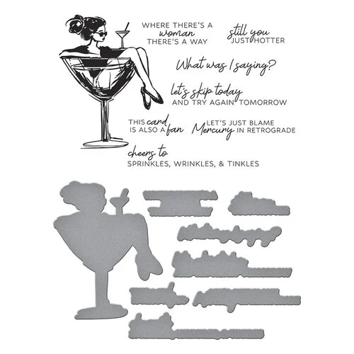 Spellbinders - Happier Hour Collection - BetterPress Plates and Dies - Martini Mood