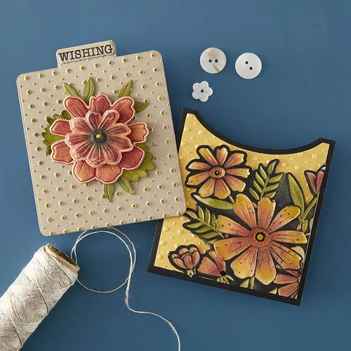 Spellbinders - Tabbed Classic Collection - 3D Embossing Folder - Polka Dot and Posy Duo