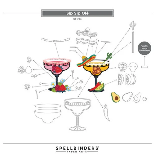 Spellbinders - Happier Hour Collection - Etched Dies - Sip Sip Ole' 4 Spellbinders - Happier Hour Collection - Etched Dies - Sip Sip Ole'