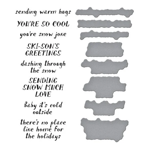 Spellbinders - Simon Hurley - Ski-son's Greetings Collection - BetterPress - Press Plates and Dies - Sentiments 3 Spellbinders - Simon Hurley - Ski-son's Greetings Collection - BetterPress - Press Plates and Dies - Sentiments