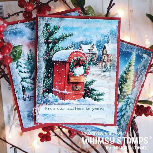 Whimsy Stamps - Quick A2 Card Fronts - Merry Mail 3 Whimsy Stamps - Quick A2 Card Fronts - Merry Mail