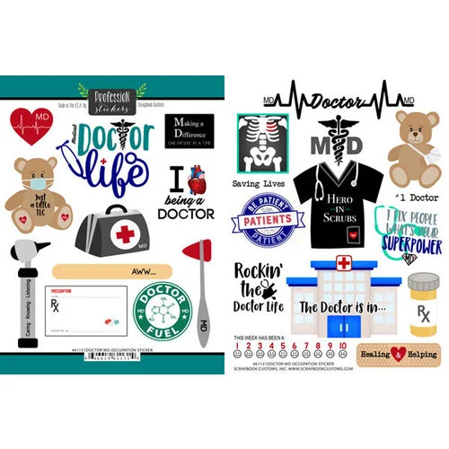 Scrapbook Customs - Occupations Collection - Cardstock Stickers - Doctor MD 1 Scrapbook Customs - Occupations Collection - Cardstock Stickers - Doctor MD