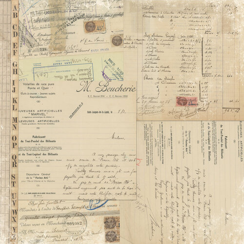 Simple Stories - Simple Vintage Junk Drawer Collection - 12 x 12 Double Sided Paper - Journal Elements