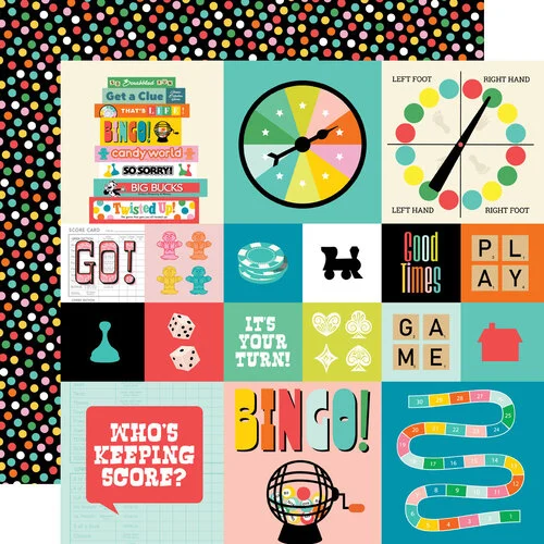 Simple Stories - Game Night Collection - 12 x 12 Double Sided Paper - 2 x 2 And 4 x 4 Elements 1 Simple Stories - Game Night Collection - 12 x 12 Double Sided Paper - 2 x 2 And 4 x 4 Elements