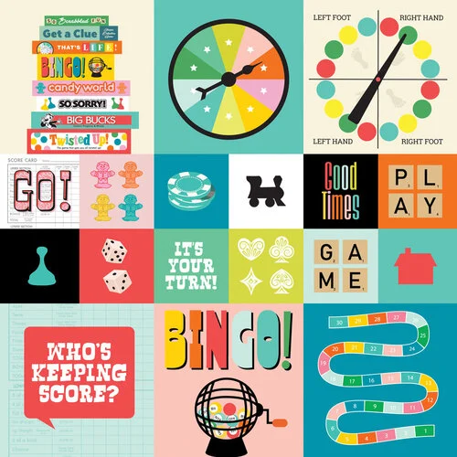 Simple Stories - Game Night Collection - 12 x 12 Double Sided Paper - 2 x 2 And 4 x 4 Elements 2 Simple Stories - Game Night Collection - 12 x 12 Double Sided Paper - 2 x 2 And 4 x 4 Elements