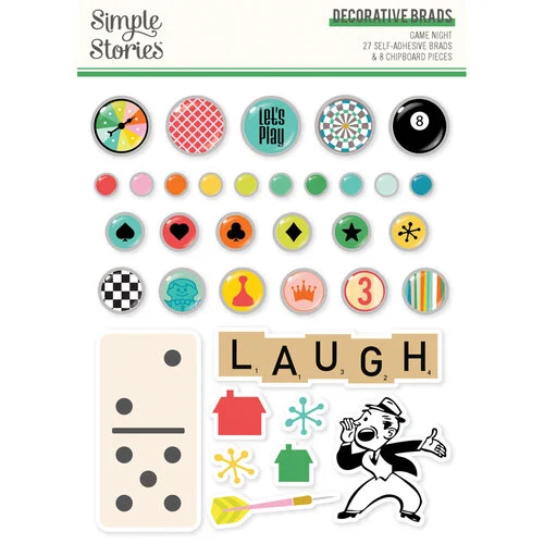 Simple Stories - Game Night Collection - Self Adhesive Decorative Brads
