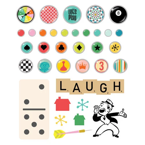 Simple Stories - Game Night Collection - Self Adhesive Decorative Brads