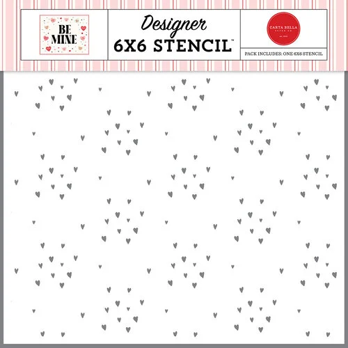 Carta Bella Paper - Be Mine Collection - 6 X 6 Stencils - Hearts Aflutter