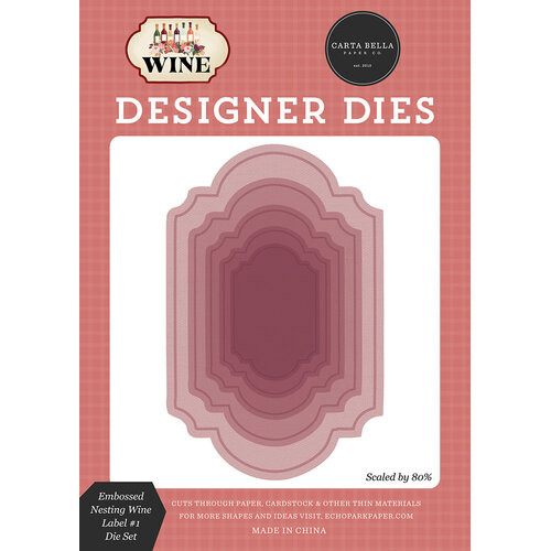 Carta Bella Paper - Wine Collection - Designer Dies - Embossed Nesting Wine Label 1