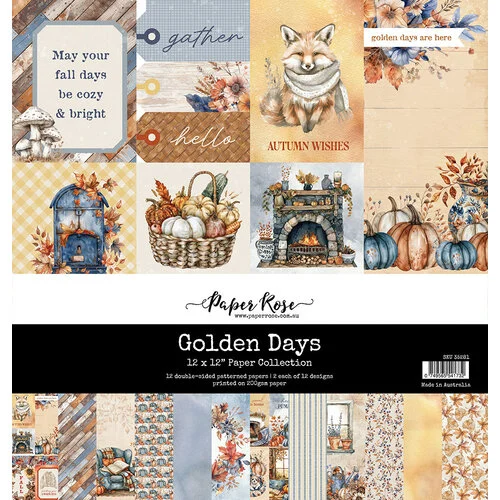 Paper Rose - Golden Days Collection - 12 x 12 Paper Pack