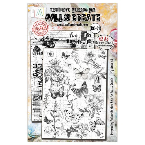 AALL and Create - Whispering Botanica Collection - Rub-On Transfers - Fly Around