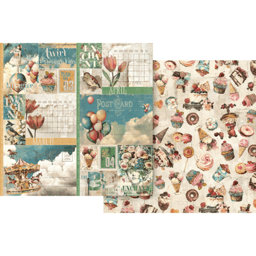 Graphic 45 - Journaling Through Time Collection - 12 x 12 Double Sided Paper - March And April 1 Graphic 45 - Journaling Through Time Collection - 12 x 12 Double Sided Paper - March And April
