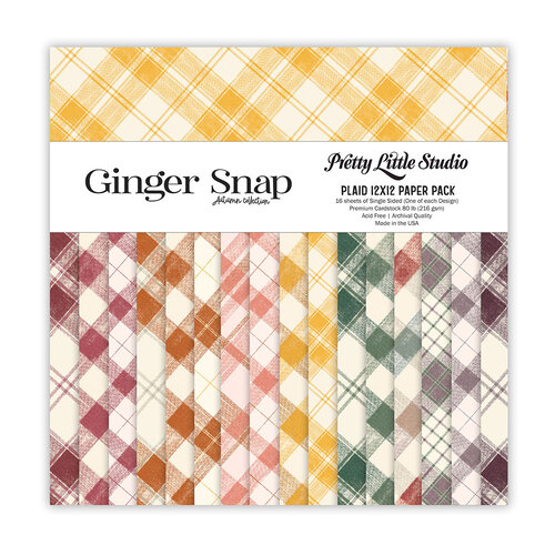 Pretty Little Studio - Ginger Snap Collection - Paper Pack - 12 x 12 Single Sided - Plaid