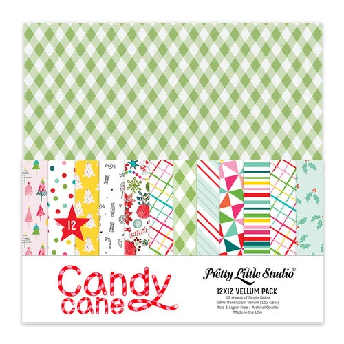 Pretty Little Studio - Candy Cane Collection - Vellum Pack - 12 x 12
