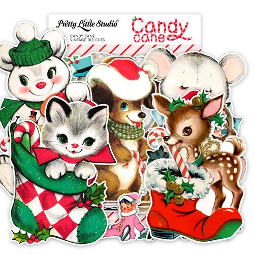 Pretty Little Studio - Candy Cane Collection - Die-Cuts - Vintage - Candy Cane