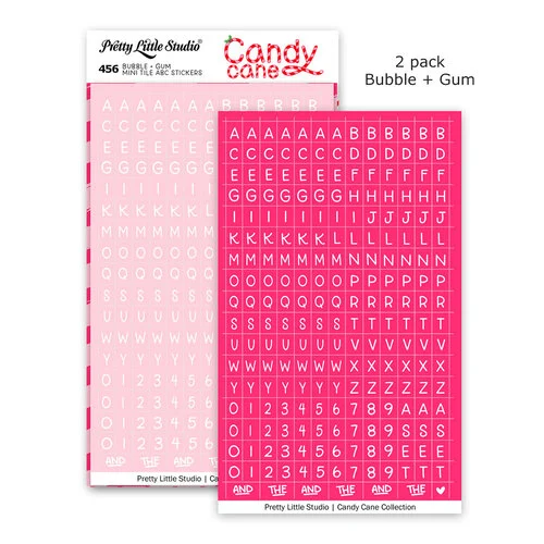 Pretty Little Studio - Candy Cane Collection - Stickers - Mini ABC - Bubble and Gum