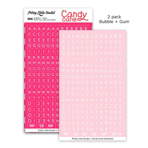 Pretty Little Studio - Candy Cane Collection - Stickers - Mini ABC - Bubble and Gum