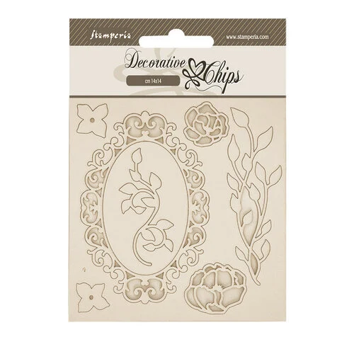 Stamperia - Quiet Days Collection - Decorative Chips - Frame with Flowers 1 Stamperia - Quiet Days Collection - Decorative Chips - Frame with Flowers