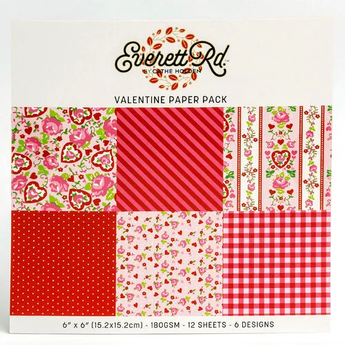 Everett Rd - Valentine Collection - 6 x 6 Paper Pack - Roses And Hearts