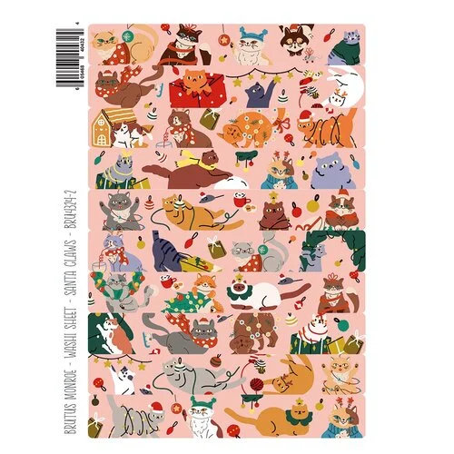 Brutus Monroe - Kitty Christmas Collection - Washi Sheets - Santa Claws