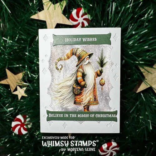 Whimsy Stamps - Quick A2 Card Fronts - Woodland Santa 1