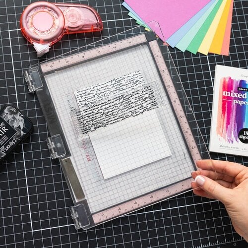 Scrapbook.com - Clear Photopolymer Stamp Set - Background Builders 1 - Bricks, Checkers, Splatter and Script