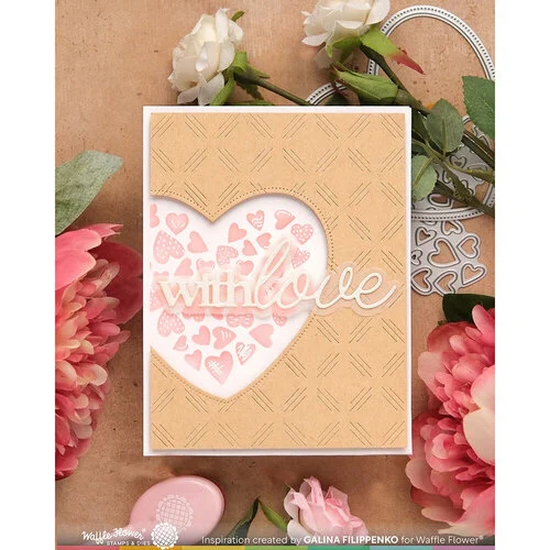 Waffle Flower Crafts - Die-N-Stencil - Inlaid Hearts 3 Waffle Flower Crafts - Die-N-Stencil - Inlaid Hearts