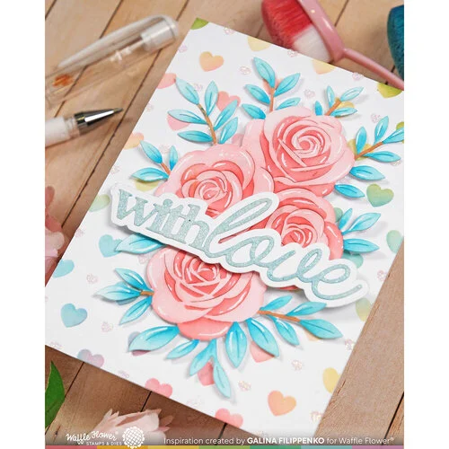 Waffle Flower Crafts - Stencils - Dashed Lattice Hearts 4 Waffle Flower Crafts - Stencils - Dashed Lattice Hearts