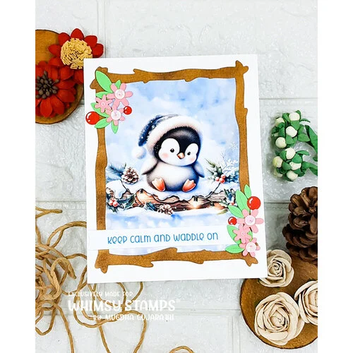 Whimsy Stamps - Quick A2 Card Fronts - Chilly Penguins