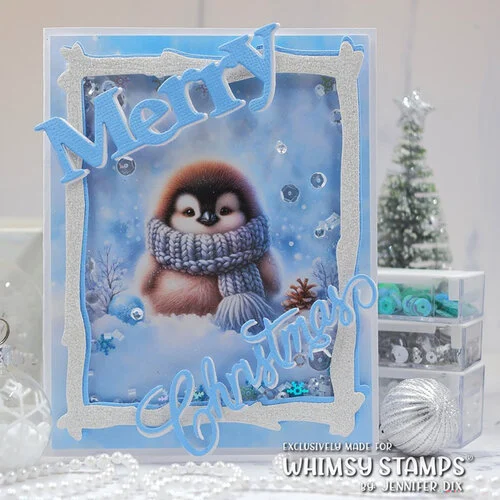 Whimsy Stamps - Quick A2 Card Fronts - Chilly Penguins