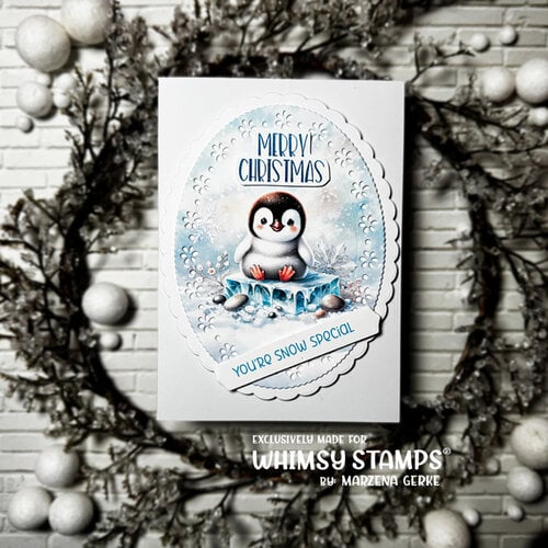 Whimsy Stamps - Quick A2 Card Fronts - Chilly Penguins