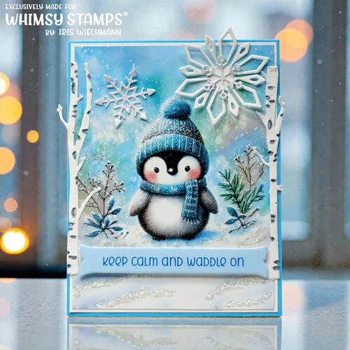 Whimsy Stamps - Quick A2 Card Fronts - Chilly Penguins