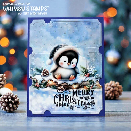 Whimsy Stamps - Quick A2 Card Fronts - Chilly Penguins