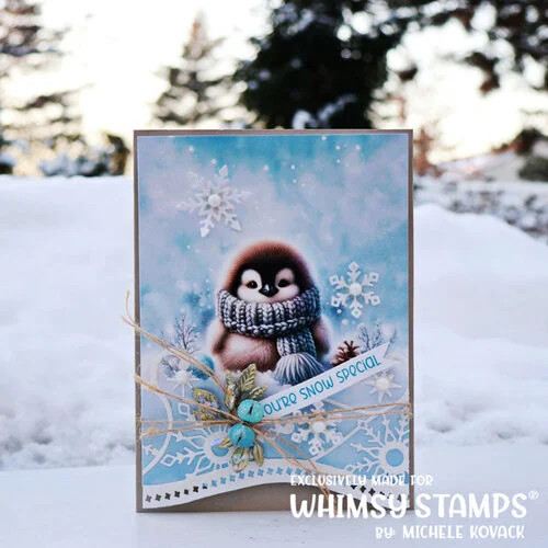 Whimsy Stamps - Quick A2 Card Fronts - Chilly Penguins