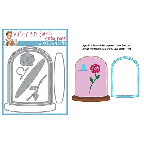 Scrappy Boy Stamps - Dies - A2 Dome Shaker Card