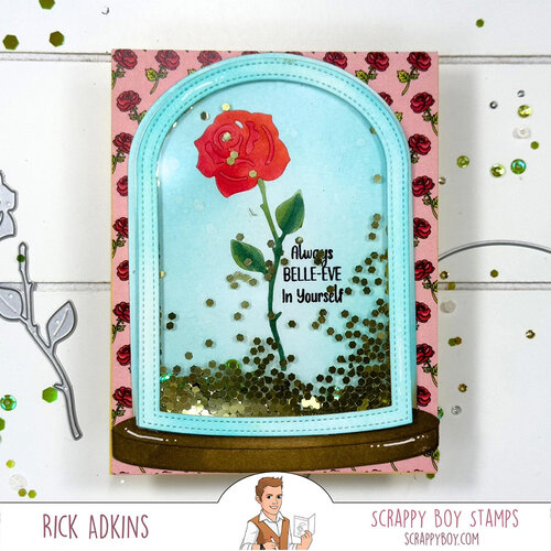 Scrappy Boy Stamps - Dies - A2 Dome Shaker Card