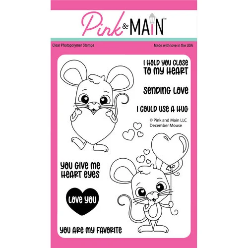Pink and Main - Clear Photopolymer Stamps - December Mouse 1 Pink and Main - Clear Photopolymer Stamps - December Mouse