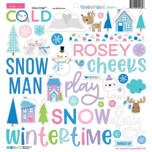 Bella Blvd - Snowflake Season Collection - Chipboard Stickers - Ciao Icons