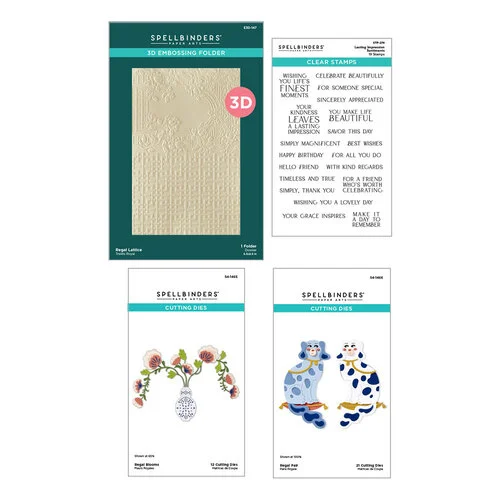 Spellbinders - Regal Reflections Collection - Die, Clear Photopolymer Stamp, and 3D Embossing Folder Bundle