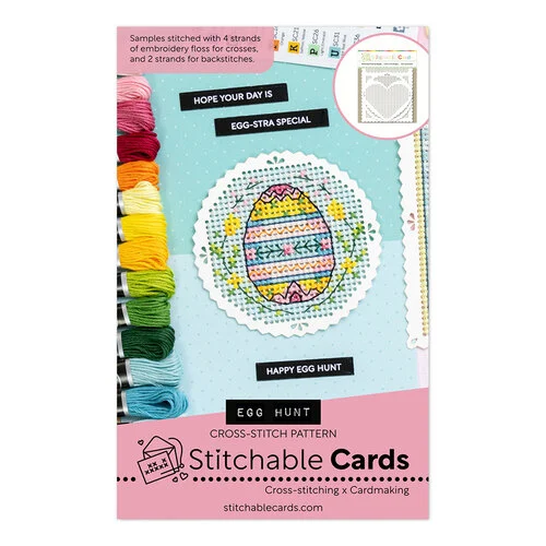 Waffle Flower Crafts - Stitchable Cards Collection - Cross Stitch Pattern Template - Egg Hunt
