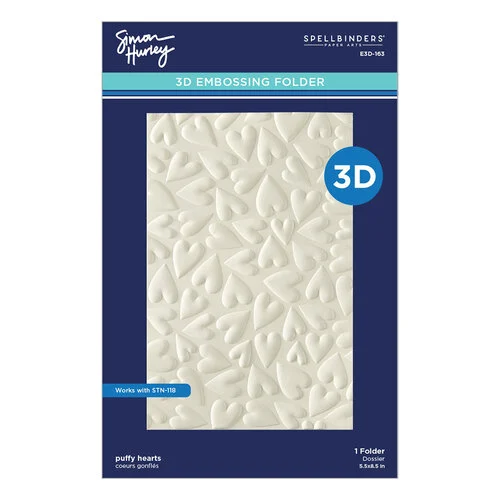 Spellbinders - Simon Hurley - Sending Hugs Collection - 3D Embossing Folder - Puffy Hearts 1 Spellbinders - Simon Hurley - Sending Hugs Collection - 3D Embossing Folder - Puffy Hearts