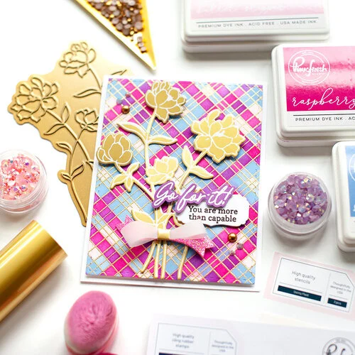 Pinkfresh Studio - Layering Stencils - Dainty Plaid 2 Pinkfresh Studio - Layering Stencils - Dainty Plaid