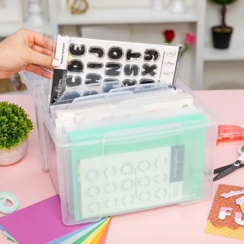 Scrapbook.com - Clear Craft Storage Box - with 6 Tabbed Dividers 8 Scrapbook.com - Clear Craft Storage Box - with 6 Tabbed Dividers